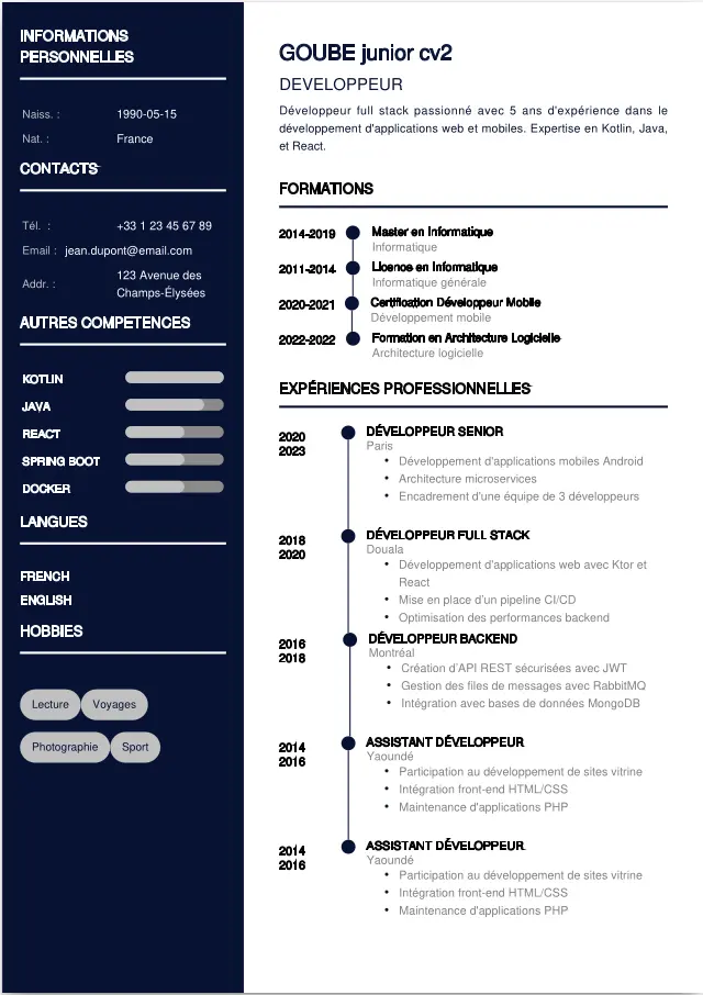 CV card