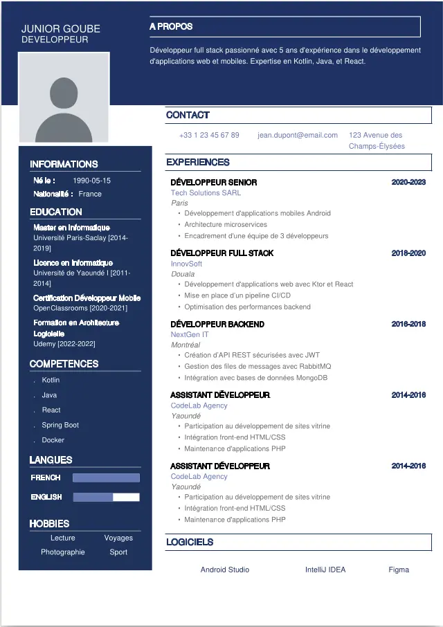 CV card