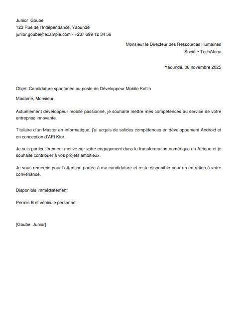 lettre de motivation