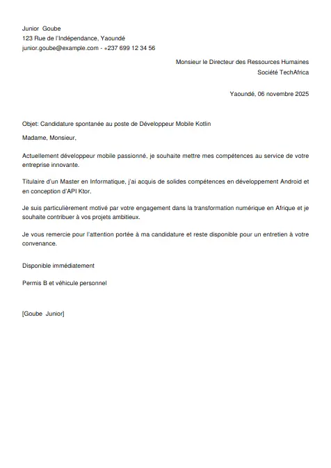 lettre de motivation