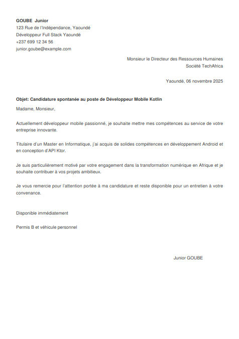 lettre de motivation