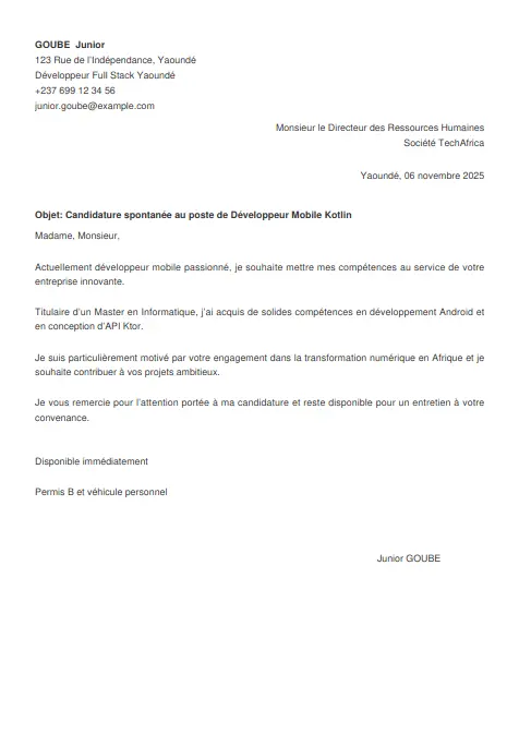 lettre de motivation