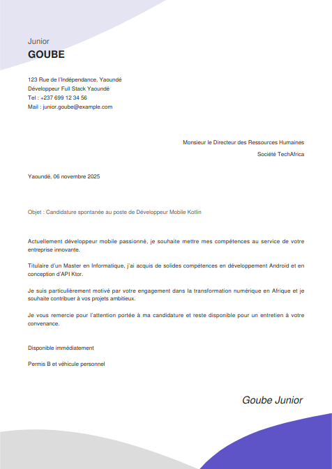 lettre de motivation