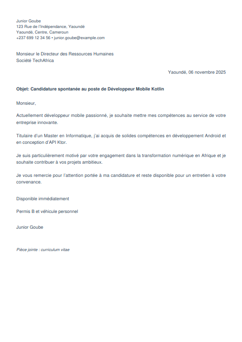 lettre de motivation