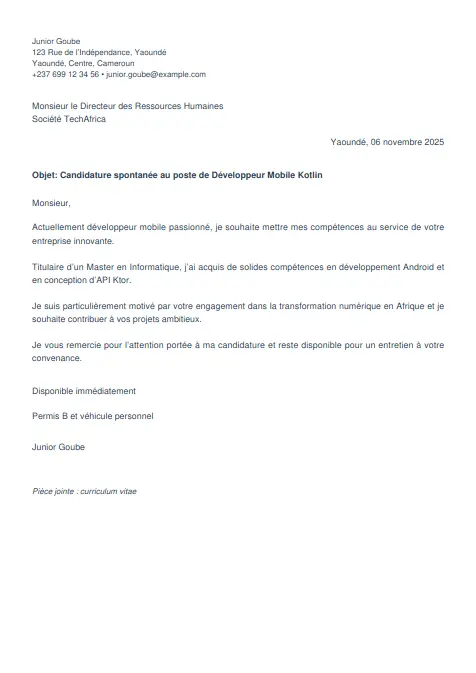 lettre de motivation